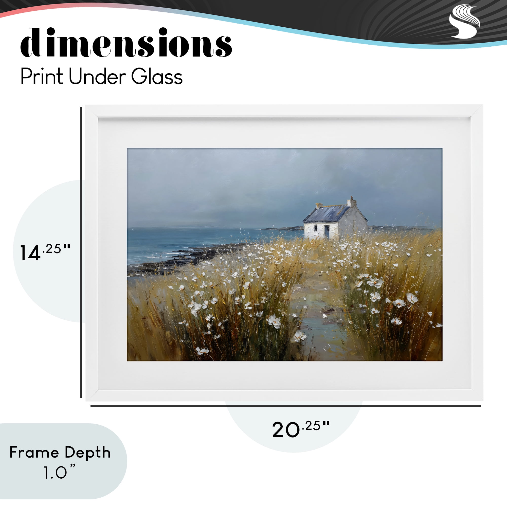 Stupell Industries Oceanfront Cottage Wildflowers White Framed Print Under Glass, design by Petal Prints Design
