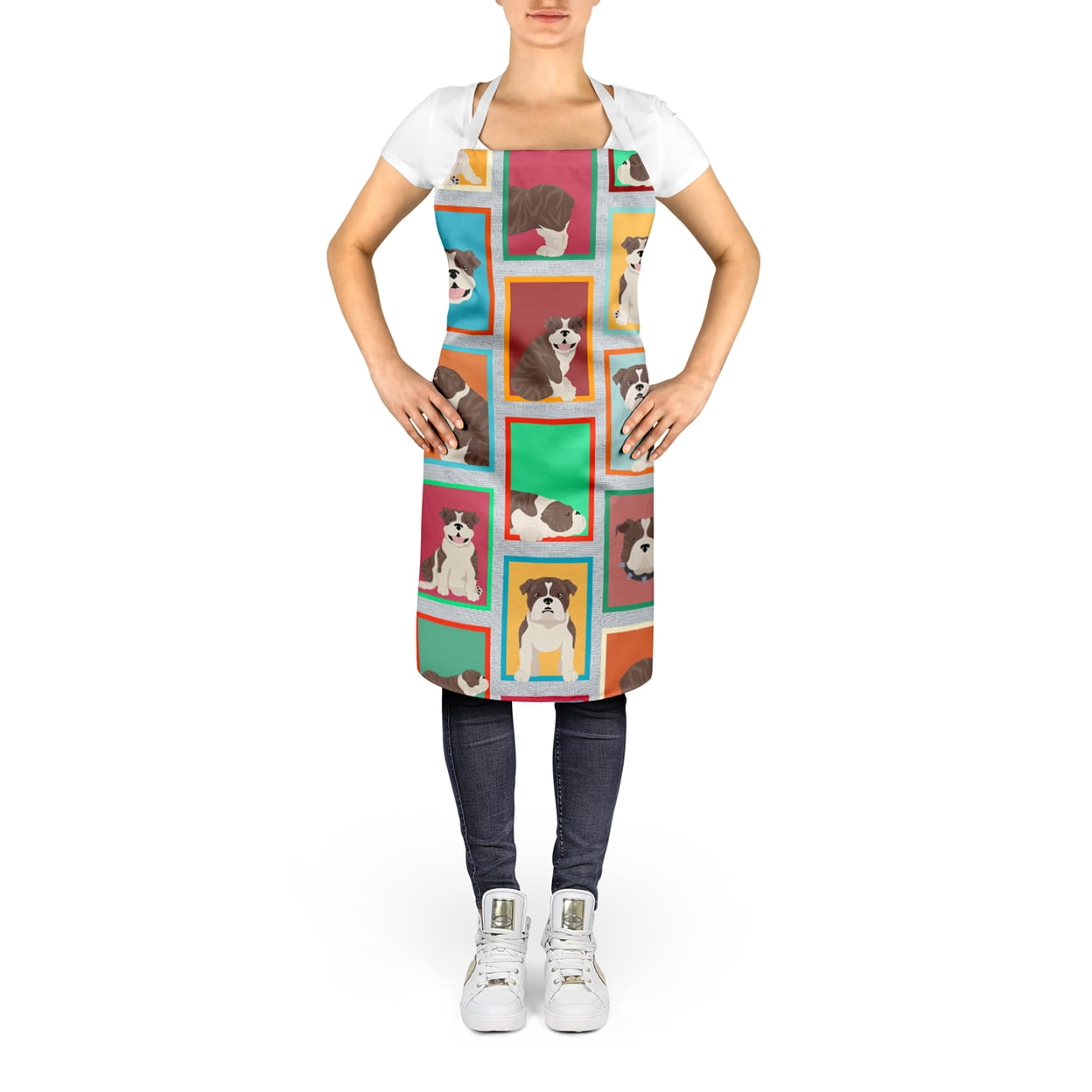 Lots of Brindle English Bulldog Apron 27 in x 30 in