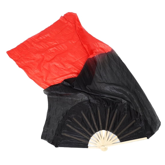 ETEREAUTY Black Red Gradient Hand Fan for Dancing with Lightweight Faux Silk Material
