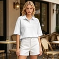 thumbnail image 6 of Women Polo Shirts Short Sleeve Rugby Shirts Oversized Collared T Shirts Summer Color Block Tee Tops, L, 6 of 6