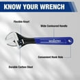 thumbnail image 3 of WORKPRO 3-Piece Adjustable Wrench Set, 6in, 8in & 10in Wrenches with Ergonomic Grip for Home, Garage, Workshop, 3 of 7