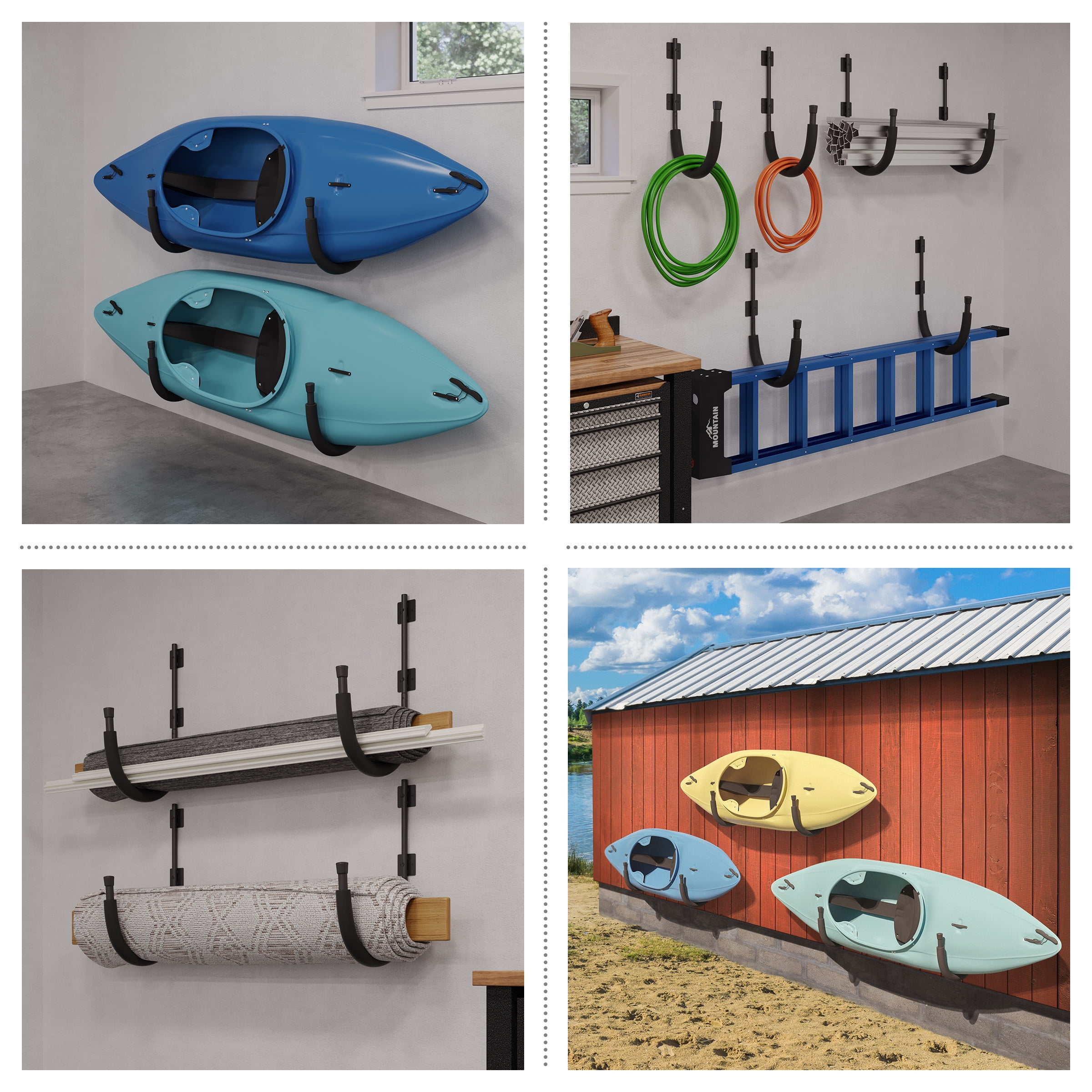 Rad Sportz Kayak Wall Mount Hangers for Paddleboards Surfboards Canoes Snowboards 100lb Capacity Storage Rack Walmart