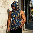 thumbnail image 6 of Digital Camo Sleeveless Hoodie For Men, Muscle Fit Pullover Tank with Kangaroo Pocket - Quick-Dry Workout Vest for Gym & Bodybuilding Blue L, 6 of 8