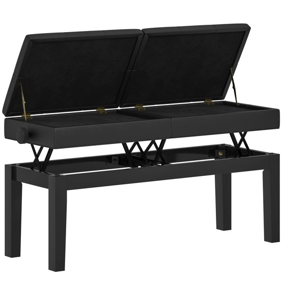 HOMCOM Piano Bench with Storage, Height Adjustable Piano Stool, Black