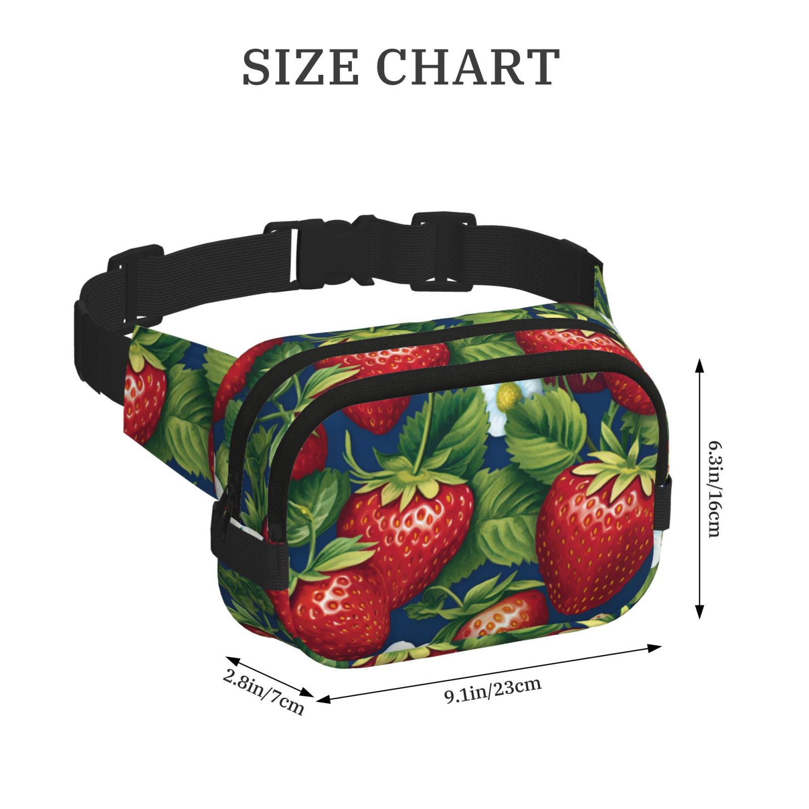 Hirioo Strawberry2 for Double Layer Waist Bag Adjustable Fanny Pack For Travel Running Hiking