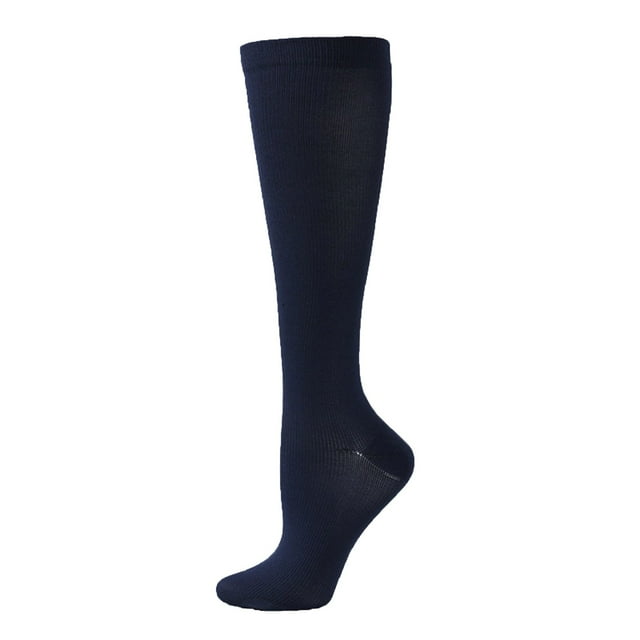 XIAQUJ Women Solid Sports Compression Socks Calf Socks Beautiful Leg Elastic Socks Stockings Navy L