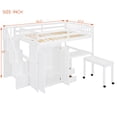 thumbnail image 2 of Harper & Bright Designs Full Size Loft Bed with Stairs and Wardrobe, Wood Full Storage Bed with Desk & Bookshelf for Boys Girls, White, 2 of 18