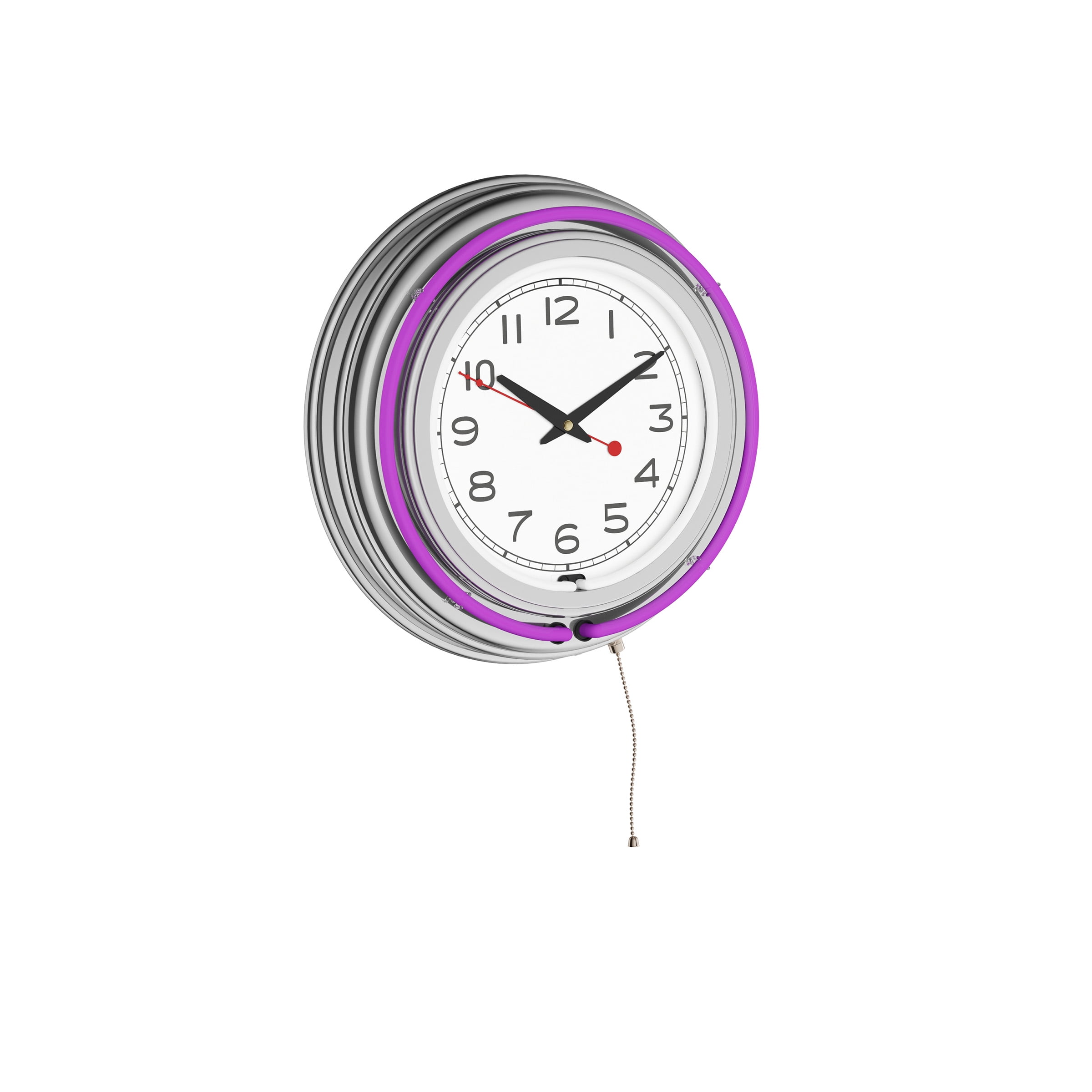 14" Retro Neon Wall Clock, Double Light Ring Vintage Style Clock by Lavish Home