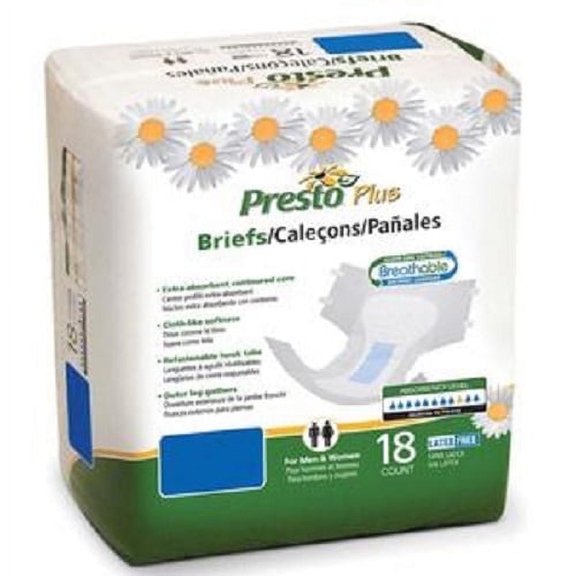 Presto Maximum Absorbency Brief, 2XL,63-69 Inch, Green-Case of 48