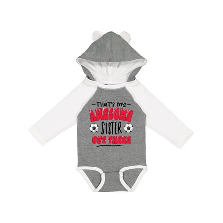 

Inktastic That s My Awesome Sister Out There with Soccer Balls Gift Baby Boy or Baby Girl Long Sleeve Bodysuit