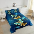 thumbnail image 2 of Navy Blue Bedding Set King Teal Gold Butterfly Comforter Set for Women , Chic Animal Duvet Insert Gradient Wildlife Quilt Sets, Golden Splatters Polka Dots Bedding Comforters & Sets Microfiber, 2 of 5