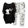 thumbnail image 1 of Ensemble d'Été 2 Pcs pour Femmes Imprimé Col Rond Manches Mi-Longues Chandail + Pantalon Ensemble Deux Pièces en Solde, 1 of 4