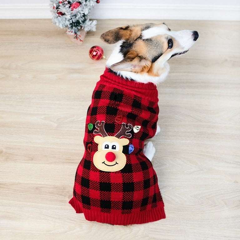 Dog Sweater Holiday Christmas New Year Pet Warm Knitwear Cold Weather Cable Knitwear Dog Winter Coat Red Deer Turtleneck Thick Warm Clothes 2x Large Walmart