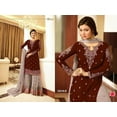 thumbnail image 4 of Ramadan Special Pakistani Designer Salwar Kameez Suits Indian Sharara Plazzo Dress ( Brown, XXL - 46 ), 4 of 5