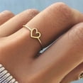thumbnail image 4 of ievspot 1 Pcs Love Heart Rings for Friendship Geometric Hollow Peach Heart Engraved Letter Index Finger Rings, 4 of 5
