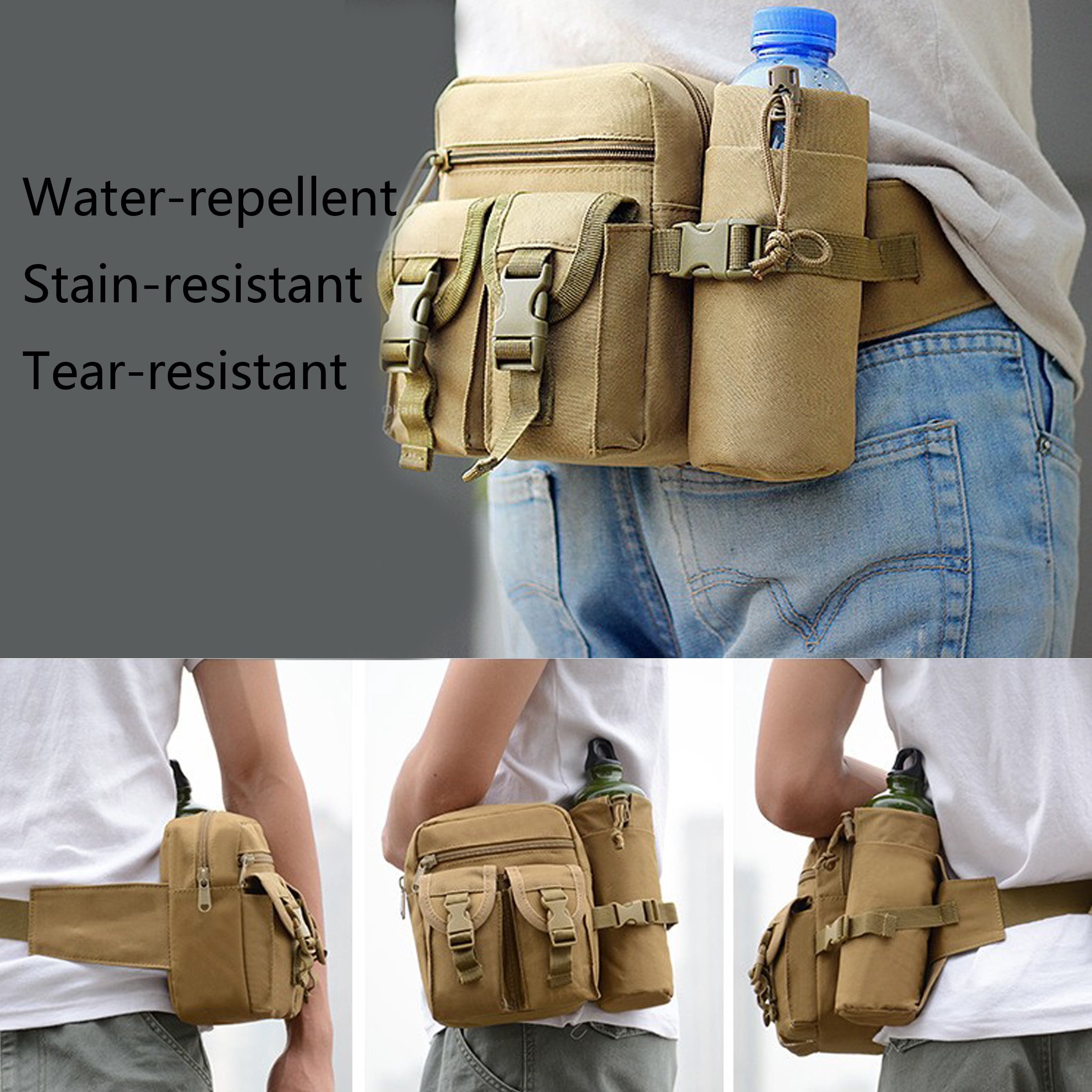 New Fishing Waist Bag, Multifunctional Running Waist Pack with Water Bottle Holder and Phone Pocket, Molle Multifunctional Storage Bag Suitable for Hiking