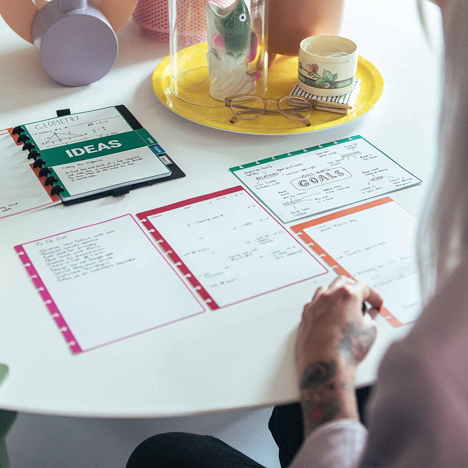 Reusable  Notebook A5 with Tabs & Discbound System - 40 Erasable Pages,  Tech3, Washable, Includes Pen & Cleaning Kit for Journaling and Planning
