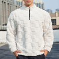 thumbnail image 2 of GuangCheng Mens Sweatshirts Quilted Fleece Pullover Half Zip Sherpa Lining Textured Thermal Warm Comfort Casual Tshirts,Beige,L, 2 of 4