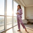 thumbnail image 4 of ZROVA Women's Satin Pajama Sets 2-Pack (4 Pieces), Long Sleeve Button Down Sleepwear & Loungewear, 4 of 9
