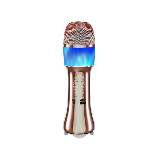 facefd KTV Wireless Microphone Sensitive Dynamic Speaker Bluetooth-compatible Player Receiver Mic Strong Compatibility Singing Device Rose golden