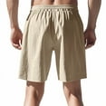 thumbnail image 6 of BLCHUNen Mens Summer Beach Shorts Cotton Linen Breathable Drawstring Elastic Casual Shorts with Pockets, 6 of 9