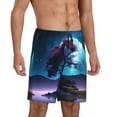 thumbnail image 6 of Mens Pajama Shorts, Lakeside Tree Blue Moon Sleep Shorts Men Pajama Bottoms Lounge PJ Shorts with Pockets, 6 of 6