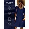 thumbnail image 3 of DOKOTOO Womens Rompers Casual Summer Overalls High Waist V Neck Short Sleeve Short Jumpsuits Rompers with Zipper Dark Blue XL US16-18, 3 of 6