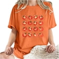 thumbnail image 4 of LEBONYARD Womens Summer Clothes,Tops for Women Trendy Summer fashion deals,Women's Fashion Summer Round Neck Drop Sleeves Leisure Short Sleeve Fruit Printing Tops Orange M, 4 of 7
