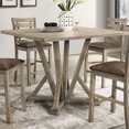 thumbnail image 2 of Modern Entrance Table, 45inch Solid Wood Rubberwood, Rustic Antique Touch, 36inch Tall, Grayish Brown, Spacious For 4, Easy Assembly Process Square Side Finish, Height, Accommodates Included, 2 of 5