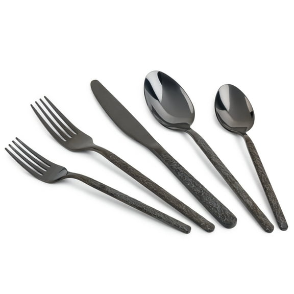 Thyme & Table Lumi 20-Piece Black Stainless Steel Flatware Set, Service for 4