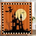 thumbnail image 3 of Halloween Shower Curtain Witch Flying to Moon Haunted House Bats Bath Polyester Curtains 72x72 inch, 3 of 7