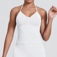 thumbnail image 4 of Sokhug Womens Halter Tank Tops Longline Strappy Top with Built-in Bra V Neck Backless Gym Workout Camis with Adjustable Strap, 4 of 7