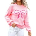 thumbnail image 3 of Women Cute Sweater Y2k Long Sleeve Crew Neck Knit Sweaters Aesthetic Pullover Top Pink S, 3 of 9