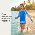 thumbnail image 2 of Full Coverage Rash Guard Swimsuit with Front Zipper Sun Protection Swimwear Long Sleeve Quick Dry Bathing Suit for Girls Size 13Y, 2 of 10