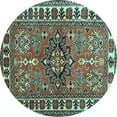 thumbnail image 1 of Ahgly Company Indoor Round Geometric Light Blue Traditional Area Rugs, 3' Round, 1 of 4