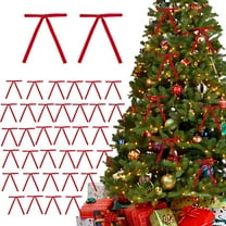36 Pcs Velvet Christmas Tree Bow Ornaments – Luxury Red Bow Tie Decorations for Tree, Wreath, Gift Boxes & Holiday Decor