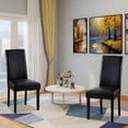 thumbnail image 5 of Vanity Art UC-6BLK 18 x 12 x 36 in. Synthetic Leather Dining Chairs Solid Wood Living Room Dining Room Armless Accent Chairs, Black - 2 Piece, 5 of 9