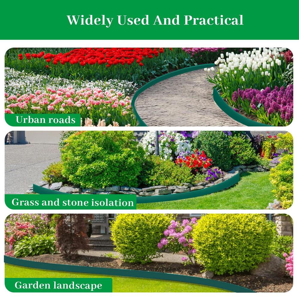 （4 Inch Tall Lawn Edging No Dig）150/200ft Landscape Edging,Garden Edging Border,Lawn Edging and Landscape Border No Dig Flower Bed Border Plastic Garden Edging Border Rubber Landscape Edging
