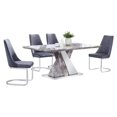 thumbnail image 1 of Faux White Marble Dining Set with Chairs and Silver Stainless Steel, 1 of 8