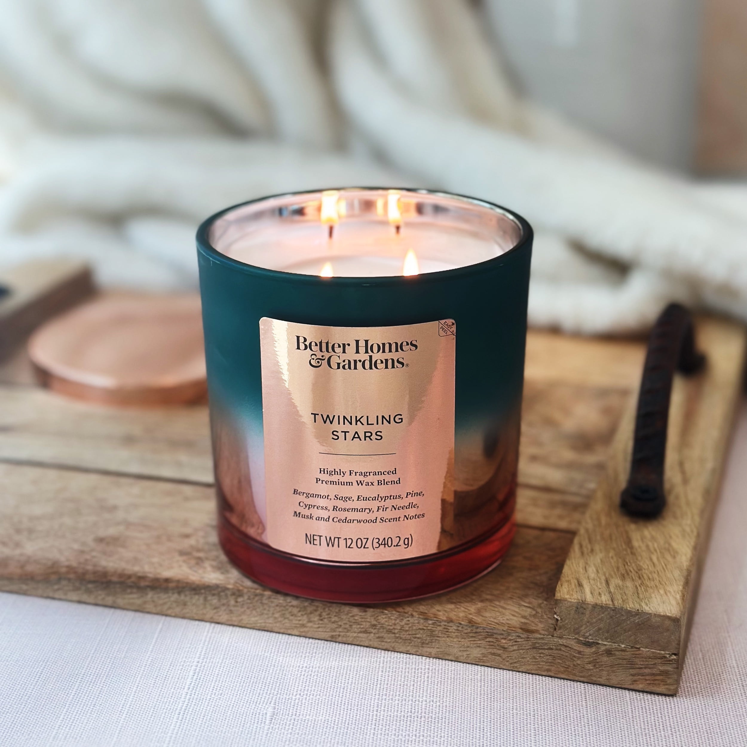 Better Homes & Gardens Twinkling Stars Scented 2-Wick Metallic Ombre Jar Candle 12oz