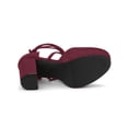 thumbnail image 3 of BLISSFUL STEP Women's Pumps Block Heels Platform Strappy Lace up Pumps Burgundy 10, 3 of 8