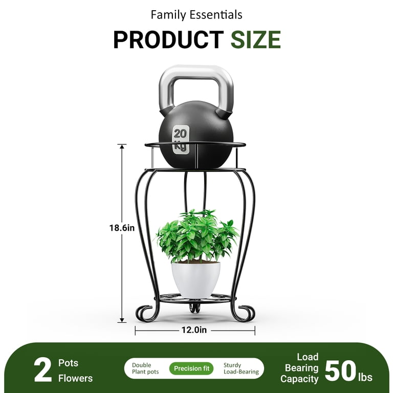 2-Tier Metal Plant Stand with Heart-Shaped Details photo 3