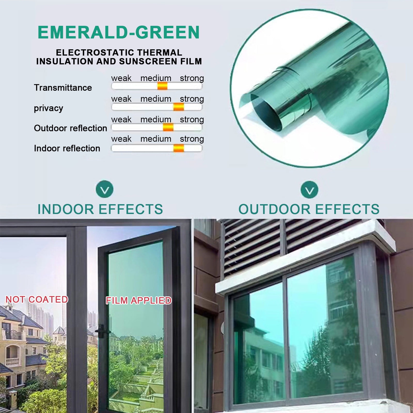 Yyeselk Heat Control Window Film, Window Tint Sun Blocking Blackout and