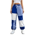 thumbnail image 5 of Inleife Women's Color Block Patchwork Jogger Sweatpants, High Waist Drawstring Cuffed Ankle Casual Long Pants with Side Pockets for Winter, 5 of 6