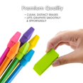 thumbnail image 4 of Bazic Gommes + Gommes à Crayon (12/Pack), Gommes Biseautées Néon, Capuchons Flèches, Sans Latex, pour Dessin Artistique École, Lot de 1, 4 of 5