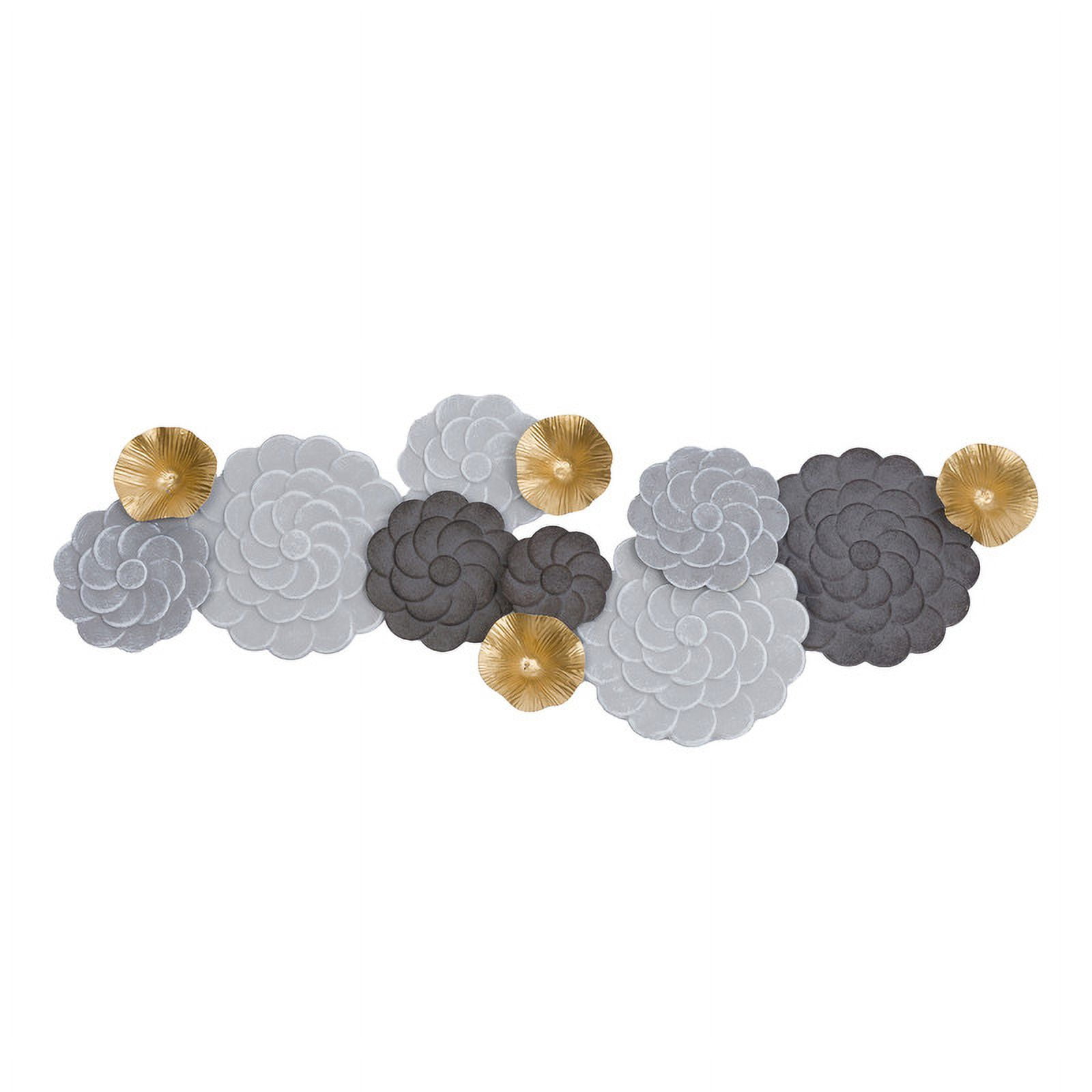 Petalique Gray-Gold Abstract Floral Metal Modern Wall Art