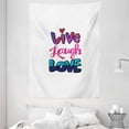 thumbnail image 1 of Live Laugh Love Tapestry, Vintage Inspirations in Colorful Live Laugh and Love with Different Designs, Wall Hanging for Bedroom Living Room Dorm Decor, 60W X 80L Inches, Multicolor, by Ambesonne, 1 of 2