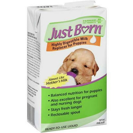 Just Born: Ready-to-Use Liquid Highly Digestible Milk Replacer For Puppies, 32 fl oz