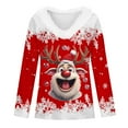 thumbnail image 5 of Women's Autumn Winter Casual Fashion V Neck Collar Christmas Print Long Sleeve T Shirt Tops Casual Shirts, 5 of 5