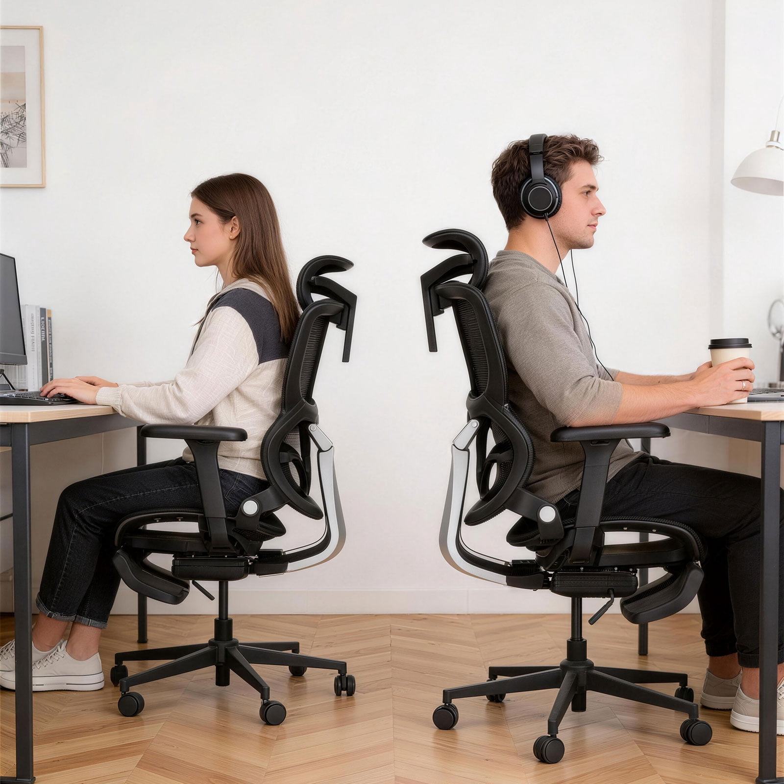 Q3 Ergonomic Office Chair — Adaptive 3-Point Lumbar Support with 136° Recline for Gaming and Home